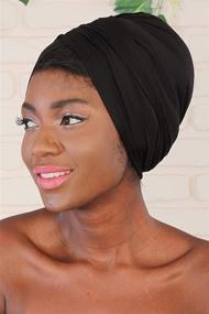 img 3 attached to Effortless Style: Instant Turban Scarf Head Wrap for Women with Lightweight Hats and Caps