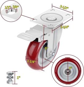 img 3 attached to 🔒 SPACECARE 5 Inch Heavy Duty Locking Caster Wheels with Brake - Set of 4 | 1460Lbs Load Capacity | 360 Degree Swivel Plate Castors - Noiseless