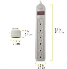 img 1 attached to 🔌 Stay Powered and Protected: 6-Outlet Surge Protector Power Strip with 12-Foot Extension Cord - 90 Joules (Beige)