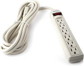 img 2 attached to 🔌 Stay Powered and Protected: 6-Outlet Surge Protector Power Strip with 12-Foot Extension Cord - 90 Joules (Beige)