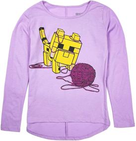 img 3 attached to 🐱 Minecraft Baby Ocelot and Yarn Long Sleeve Tee for Girls