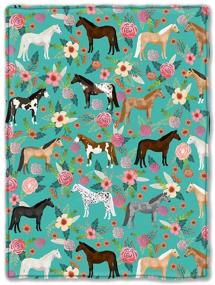 img 4 attached to 🐴 Мягкий и теплый двусторонний одеяло для младенцев с цветочными породами лошадей - идеально подходит для младенцев и малышей