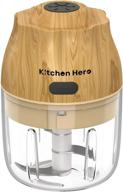 🧄 kitchen hero 250ml electric mini garlic chopper - usb rechargeable, waterproof portable blender with 3 blades - ideal for spices, garlic, onion, meat & nuts логотип