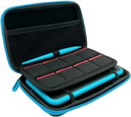 2ds xl carrying case: 3-in-1 protective cover with stylus, 2 screen protectors, and 8 game card cases - black logo
