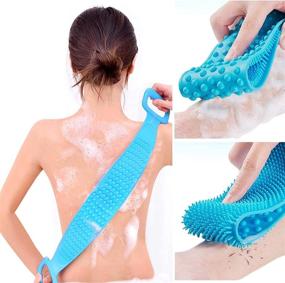img 1 attached to 🚿 35.4'' Extra Long Dual Sided Silicone Body Scrubber by UcaseArt - Ideal for Shower, Exfoliating Silicone Bath Body Brush to Combat Back Acne, Bacne, and Boost Blood Circulation