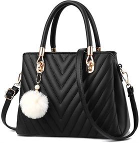 img 4 attached to 👜 Fashionable Leather Handbags: Premium Top Handle Shoulder Women's Handbags & Wallets