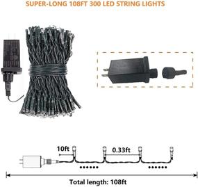 img 3 attached to 🎄 Super Long 108FT 300LED Christmas Lights: Waterproof Green Wire Twinkle Lights for Indoor & Outdoor Use - 8 Modes Decorative String Lights for Halloween Decorations (Cool White)