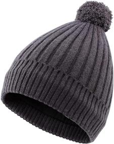 img 4 attached to Warm & Cozy: Home Prefer Toddler Boys Kids Knit Winter Hat with Fleece Lining