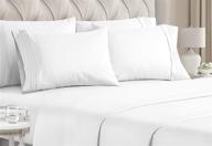 🛏️ hotel luxury queen size sheet set - 6 piece set - extra soft & breathable - deep pockets - easy fit - wrinkle free - cooling & comfortable sheets - white bed sheets - queen sheets - 6pc logo