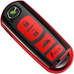 img 4 attached to 🔑 Mazda Key Fob Cover, Key Fob Case for Mazda 3 5 6 /6 atenza 8 CX-3 5 7 9 MX-5 RX-8 Smart Remote Key Fob,Red Soft TPU Mazda Key Cover (4 Buttons)