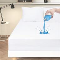 🛏️ premium waterproof breathable mattress protector: queen size encasement with noiseless design, deep pocket fit up to 16 inches, zippered cover for a smooth and comfortable sleep logo
