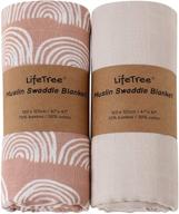 👶 lifetree muslin baby swaddle blankets: bamboo-cotton blend, large 47 x 47 inches, solid color or rainbow print - perfect for boys and girls logo