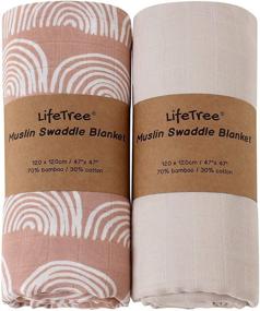 img 4 attached to 👶 LifeTree Muslin Baby Swaddle Blankets: Bamboo-Cotton Blend, Large 47 x 47 inches, Solid Color or Rainbow Print - Perfect for Boys and Girls