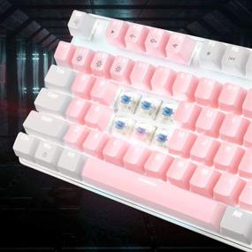 img 2 attached to Amazing Performance awaits with MageGee 2021's Upgraded Blue Switch Mechanical Gaming Keyboard - White & Pink