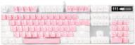 удивительная производительность ожидает вас с механической игровой клавиатурой magegee 2021 с улучшенным синим переключателем - белая и розовая. логотип