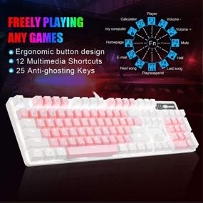 img 1 attached to Amazing Performance awaits with MageGee 2021's Upgraded Blue Switch Mechanical Gaming Keyboard - White & Pink