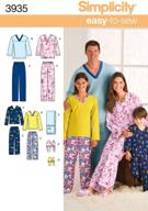 👚 выкройка для пошива одежды simplicity 3935 - пижама для девушек, мужчин и детей (размеры xs-l/xs-xl) логотип