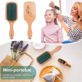 img 1 attached to Premium Natural Wooden Hair Brush Set for Women, Men, and Kids - Paddle Detangler Brush + Travel Styling Brush for Curly, Thick, Thin, Fine, Wet, and Dry Hair