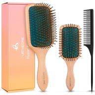 premium natural wooden hair brush set for women, men, and kids - paddle detangler brush + travel styling brush for curly, thick, thin, fine, wet, and dry hair logo