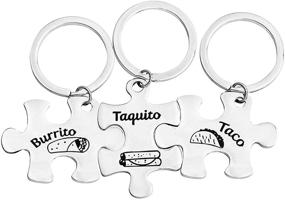 img 4 attached to CYTING Stainless Steel Burrito Taco Taquito Keychain Set - Fun Matching Puzzle Piece Family Jewelry Gift for Dad, Mom, Son, and Daughter