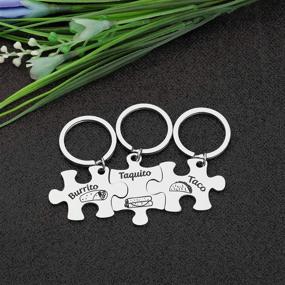 img 3 attached to CYTING Stainless Steel Burrito Taco Taquito Keychain Set - Fun Matching Puzzle Piece Family Jewelry Gift for Dad, Mom, Son, and Daughter