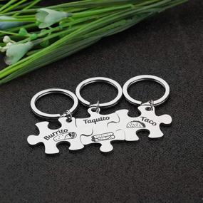 img 2 attached to CYTING Stainless Steel Burrito Taco Taquito Keychain Set - Fun Matching Puzzle Piece Family Jewelry Gift for Dad, Mom, Son, and Daughter