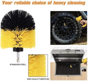 img 1 attached to Shieldpro Drill Brush Attachment Set: Ultimate Power Cleaning Scrub Brushes for Bathroom and Kitchen Surfaces, Grout, Tub, Shower, Tile, Corners, Automotive - Yellow