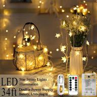 🌟 pop mart star lights: 80 led star christmas lights for indoor/outdoor decoration - 34ft twinkle fairy string lights - usb/battery operated - waterproof - 8 modes - remote control - warm white logo