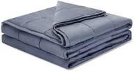 👑 queen size 60''x80'' 20 lbs weighted blanket for 100-140lbs individuals - cooling bamboo material in navy blue logo