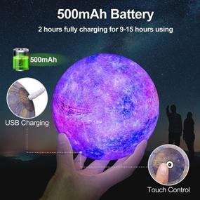 img 1 attached to 🌙 GDREAMT Moon Lamp - 16 Colors 4.8 Inch 3D Galaxy Night Light for Kids with Stand - Touch & Remote Control LED Star Lamp - USB Rechargeable Gift for Girls, Babies, and Lovers - Perfect for Birthdays