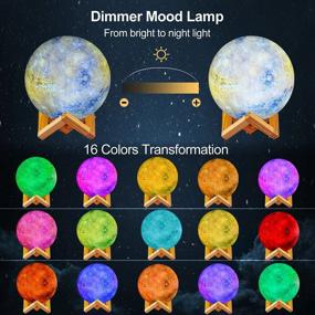 img 3 attached to 🌙 GDREAMT Moon Lamp - 16 Colors 4.8 Inch 3D Galaxy Night Light for Kids with Stand - Touch & Remote Control LED Star Lamp - USB Rechargeable Gift for Girls, Babies, and Lovers - Perfect for Birthdays