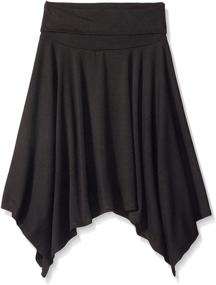 img 1 attached to 👗 Amy Byer Big Girls' Knit Foldover Waistband Skirt with Hanky Hem