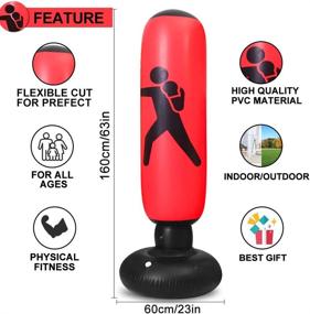 img 4 attached to 🥊 63Inch TUOWEI Inflatable Punching Bag with Stand - Perfect Boxing Bag for Kids and Adults!