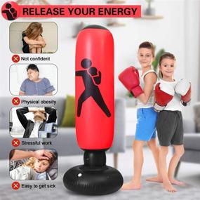 img 3 attached to 🥊 63Inch TUOWEI Inflatable Punching Bag with Stand - Perfect Boxing Bag for Kids and Adults!