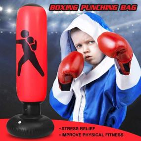 img 2 attached to 🥊 63Inch TUOWEI Inflatable Punching Bag with Stand - Perfect Boxing Bag for Kids and Adults!