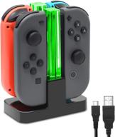 🔌 fastsnail charging dock for nintendo switch joy con & oled controller - lamppost led indication, charger stand station with charging cable logo