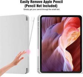 img 3 attached to 📱 Gray Smart Case Cover for iPad Air 4th Generation 2020 - Touch ID & Apple Pencil 2 Support, Auto Wake/Sleep, Trifold Stand with Pencil Holder - 10.9 Inch