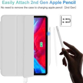 img 2 attached to 📱 Gray Smart Case Cover for iPad Air 4th Generation 2020 - Touch ID & Apple Pencil 2 Support, Auto Wake/Sleep, Trifold Stand with Pencil Holder - 10.9 Inch