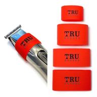 red tru barber clipper grip bands - 4 pack, heat resistant & non-slip barber clipper grips, tool sleeves for barbers logo