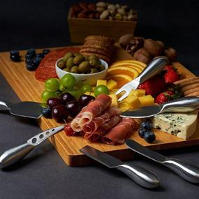 img 1 attached to 6-Pack Stainless Steel Cheese Knife Set: Cream Parmesan Knives, Spreader Fork, Charcuterie Board Accessories