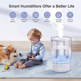 img 3 attached to 🌬️ Gocheer Cool Mist Humidifier, 6L Ultrasonic Humidifiers for Large Bedroom and Room, Essential Oil Diffuser Air Humidifier with Remote Control, LED Display, Auto Shut Off, Auto Mode, Lasts up to 65 Hours (6L)