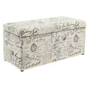 img 4 attached to FHW Fabric Storage Ottoman - First Hill Script-Style Pattern, Neutral Beige