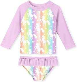 img 4 attached to 👙 Funnycokid Girls Rash Guard Swimsuit Set | Long Sleeve Two Piece Bathing Suit with UPF 50+ UV | Sizes 2-8 Years