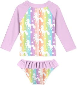 img 3 attached to 👙 Funnycokid Girls Rash Guard Swimsuit Set | Long Sleeve Two Piece Bathing Suit with UPF 50+ UV | Sizes 2-8 Years