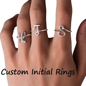 img 2 attached to 💍 Personalized Silver Initial Letter Ring: Adjustable Statement Rings in Crystal or Twisted Style for Women and Men - 925 Sterling Silver A-Z 26 Letters Initial Name Rings - Perfect Party Jewelry