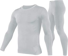 img 4 attached to 🧣 Men's Ultra-Soft Thermal Underwear Set with Fleece Lined Base Layer - Winter Skiing Warm Top & Bottom