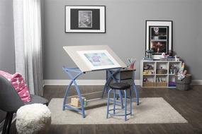 img 2 attached to 🎨 SD Studio Designs Comet Craft Table Set - Angle Adjustable Top and Stool - Blue/Spatter Gray