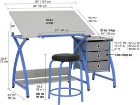 img 1 attached to 🎨 SD Studio Designs Comet Craft Table Set - Angle Adjustable Top and Stool - Blue/Spatter Gray