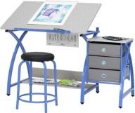 🎨 sd studio designs comet craft table set - angle adjustable top and stool - blue/spatter gray logo