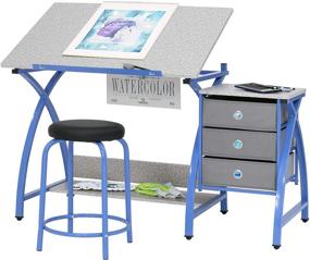 img 4 attached to 🎨 SD Studio Designs Comet Craft Table Set - Angle Adjustable Top and Stool - Blue/Spatter Gray